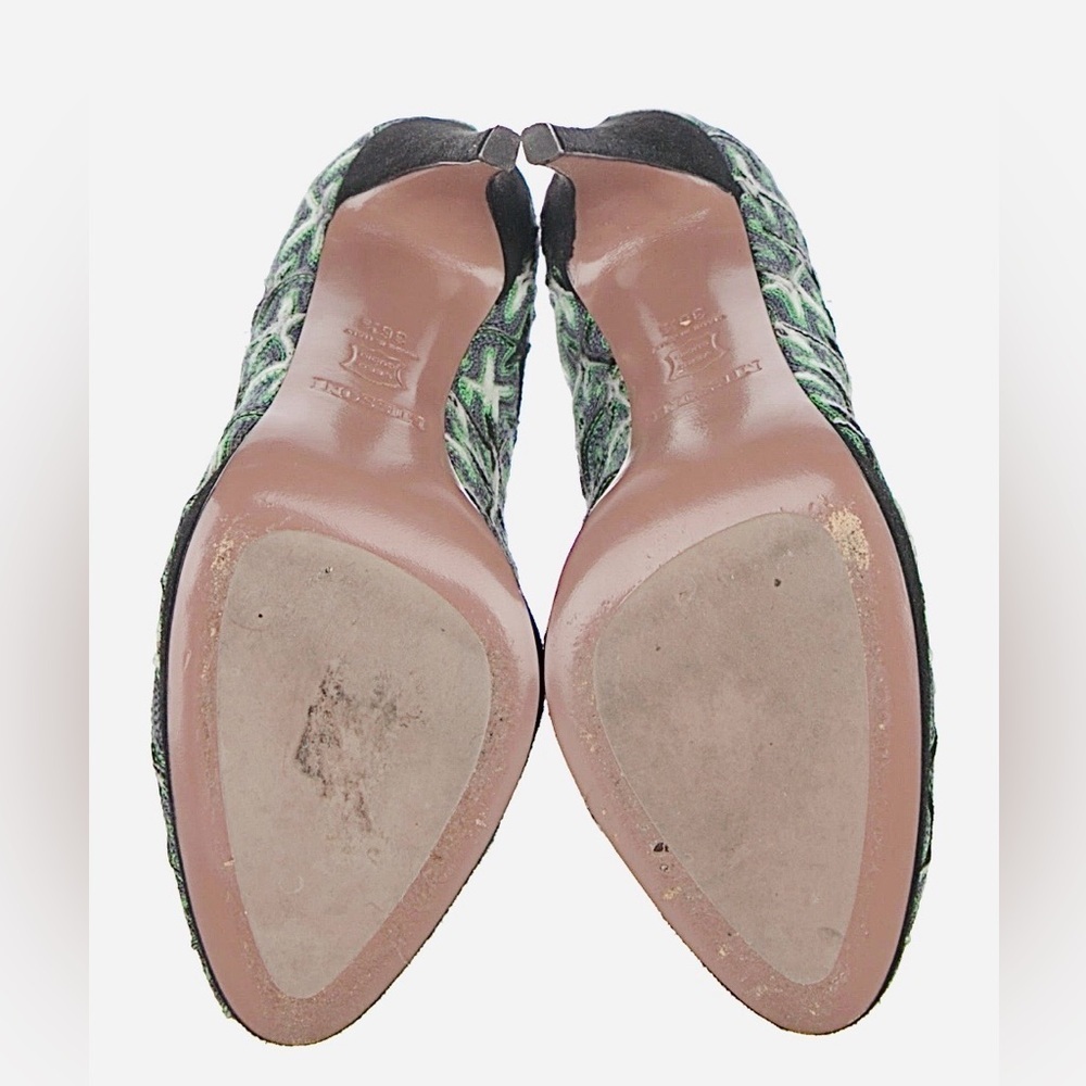 Missoni Green Printed Pumps Black Heels Shoes w/Box & Dustbag 6.5 - Picture 7 of 11